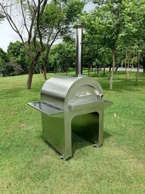 4 চাকার স্টেইনলেস স্টীল কাঠ ফায়ারড পিজা ওভেন ব্রাশ আউটডোর স্টেইনলেস পিজা ওভেন