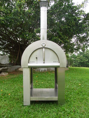 ট্রলি সহ 830mm 720mm স্টেইনলেস স্টিল ফায়ারড পিজা ওভেন